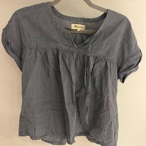 Madewell gingham short sleeve small blouse shirt